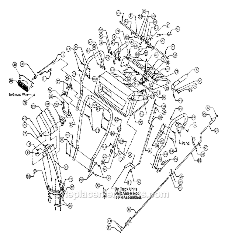 Page E Diagram and Parts List for 31AE753F401 1999 Yard Man Snow Blower